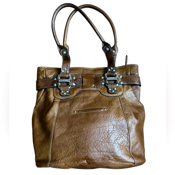 B. MAKOWSY satchel bag studded brown leather - Picture 2 of 16